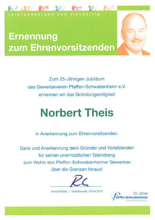 Ehrenvorsitzender Gewerbeverein